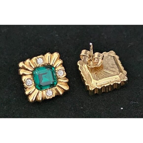 Ann Taylor Gold-Tone Bracelet w/ Emerald Green Glass Stone + Earrings ***READ*** - Picture 5 of 6